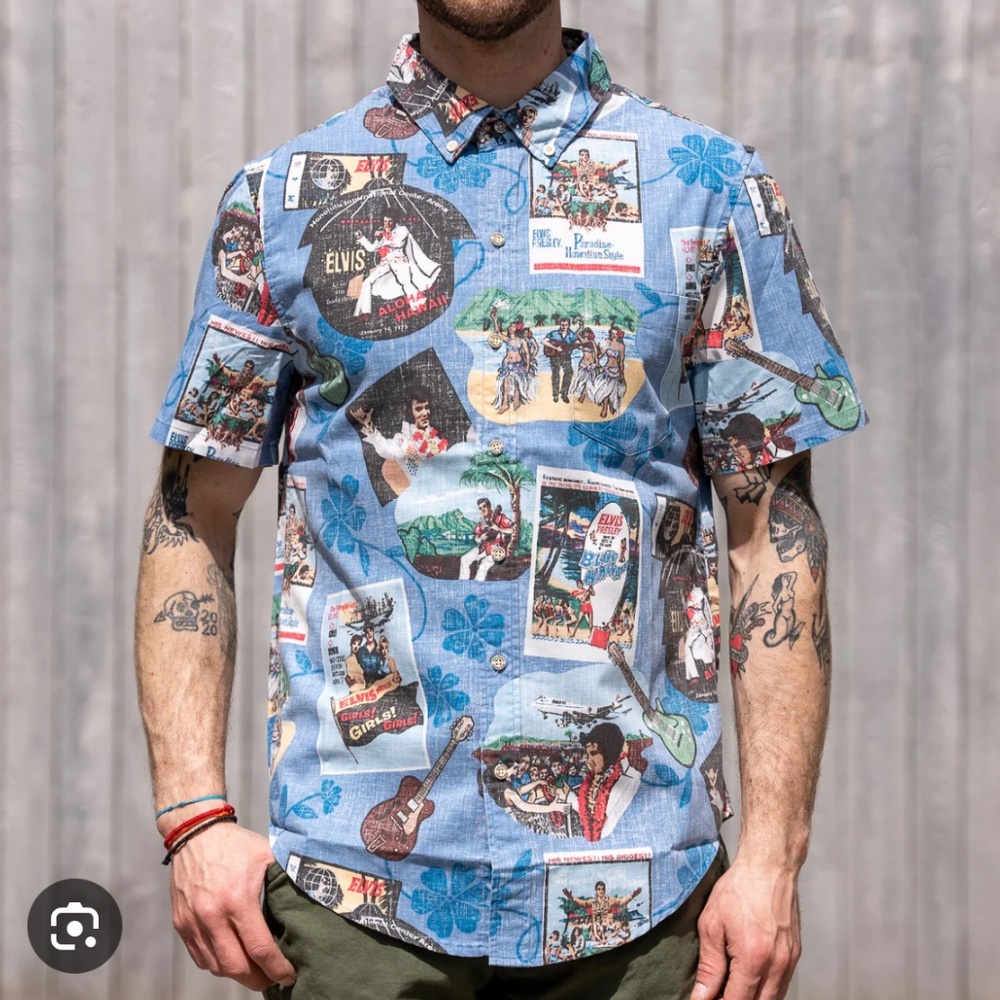 Reyn Spooner “Elvis in Hawaii” Tailored Aloha Shirt – Blue Hawaii / Limited Sz L